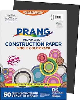 Prang (Formerly SunWorks) Construction Paper, Black, 9" x 12", 50 Sheets | Amazon (US)