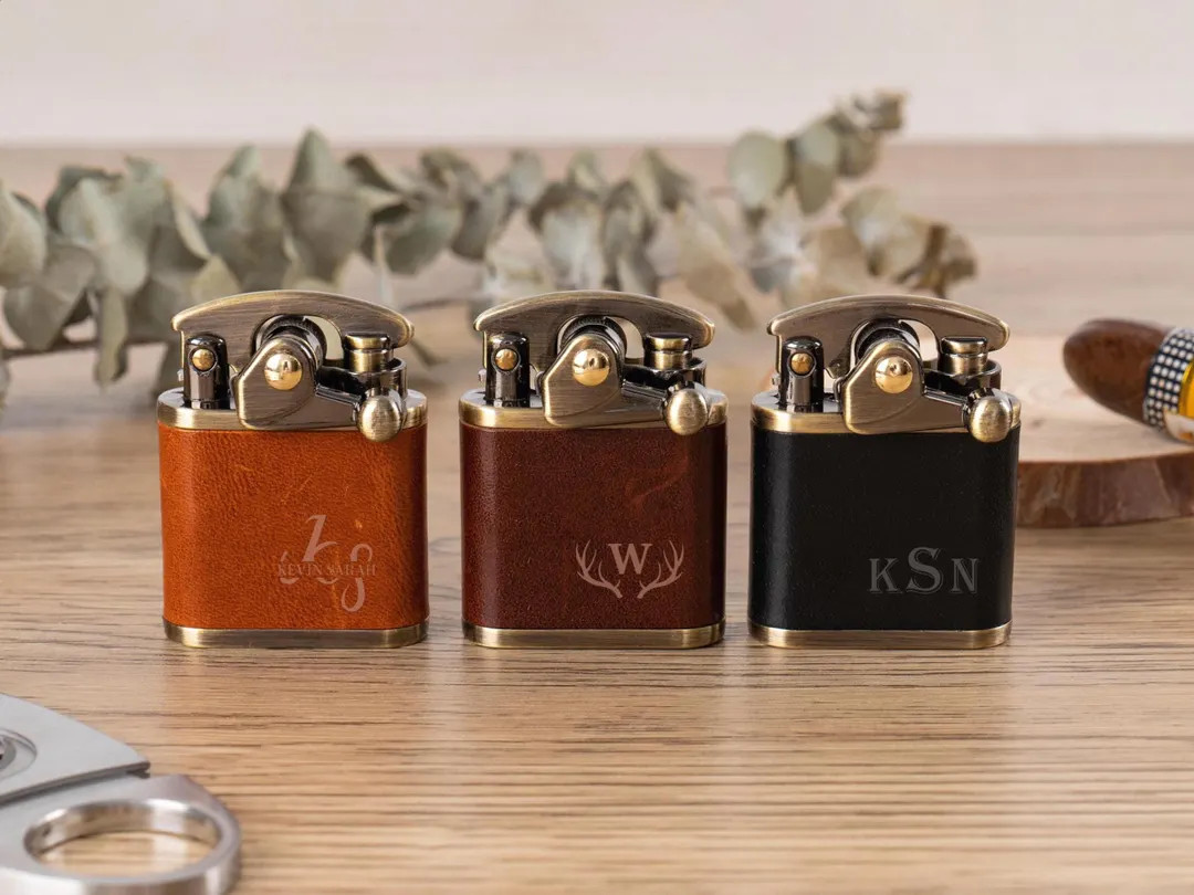 Engraved Leather Lighter for Men – Personalized Groomsmen Gift, Wedding Gift, Unique Father’s... | Etsy (US)