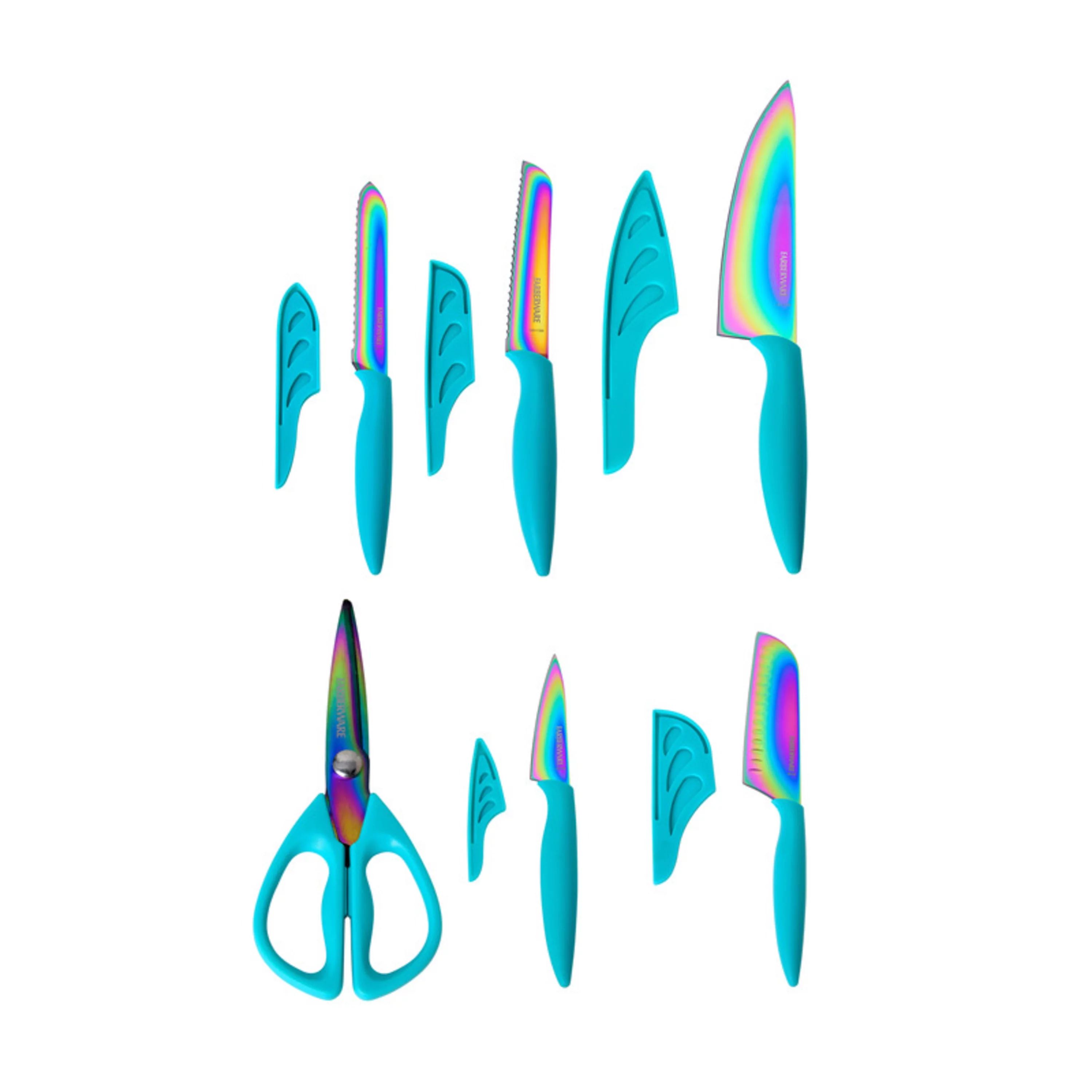 Farberware Colourworks 11-piece Rainbow Titanium Teal Knife Set | Walmart (US)