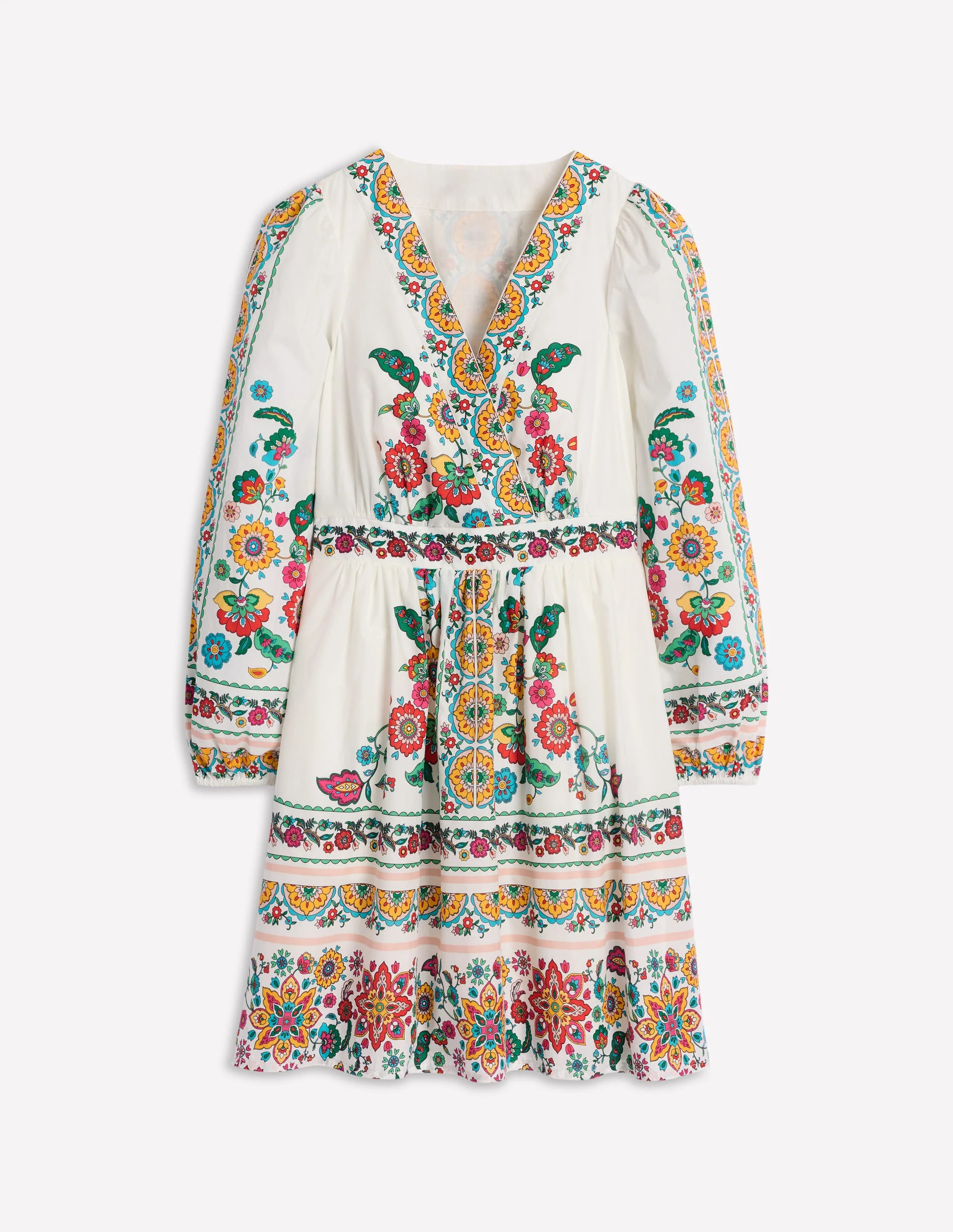 Mya Cotton Short Dress-Ivory, Botanical Sprig | Boden (US)