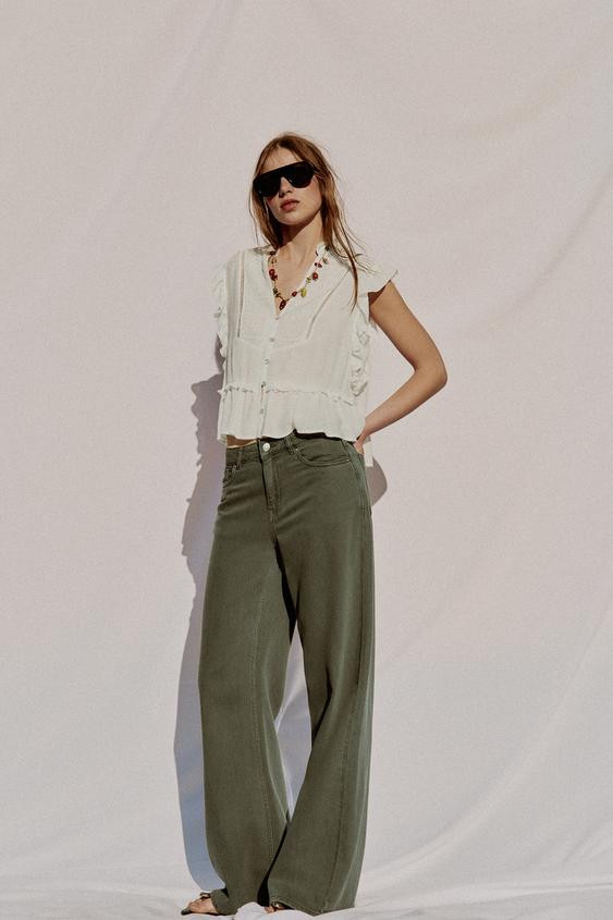 EMBROIDERED RUFFLE TOP | Zara US