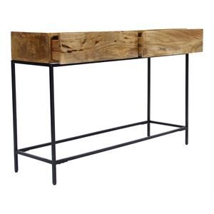 The Urban Port 14" Modern Wood Console Table with 2 Drawers in Brown | Cymax
