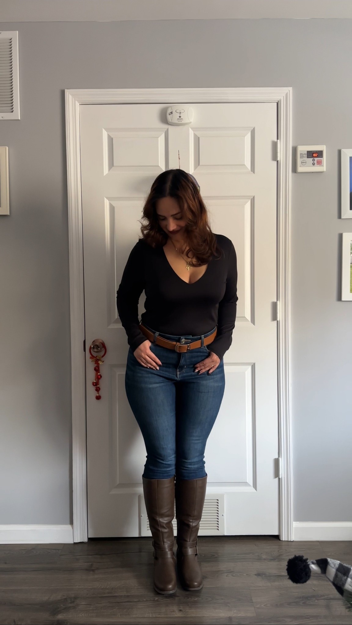 Thanksgiving outfit, Thanksgiving outfit ideas, Thanksgiving outfit Inspo, simple fits, minimal style, casual style, casual outfit, effortless style, everyday outfit, midsize fashion, midsize style, old navy style, old navy fashion, affordable fashion, brown riding boots, knee high boots, American Eagle jeans, dark blue denim, v neck tops, outfit ideas, outfit Inspo, casual chic, just fab boots, shoe dazzle boots.

#LTKMidsize #LTKStyleTip #LTKShoeCrush