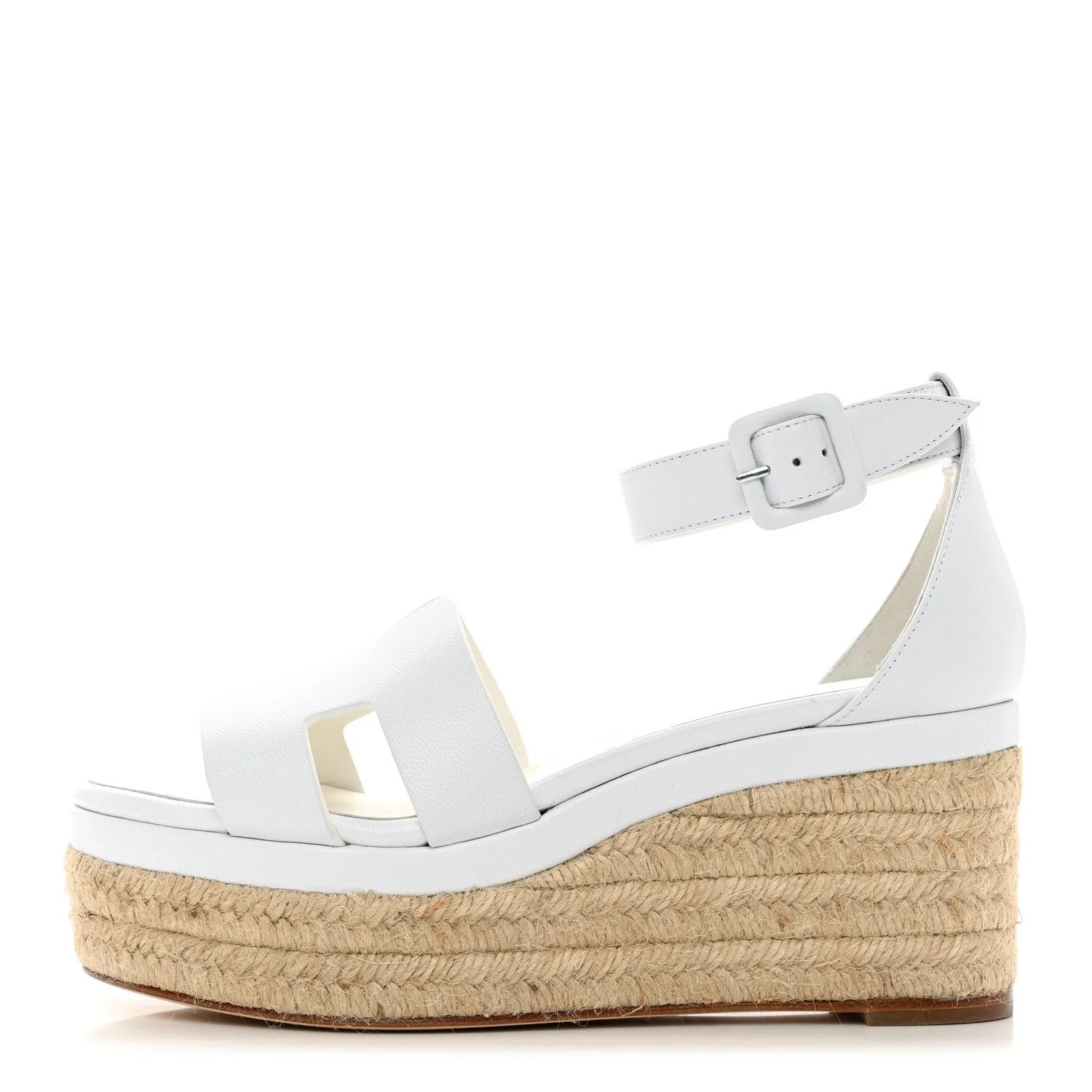 HERMES Goatskin Elda Espadrille Wedge Sandals White | FASHIONPHILE (US)