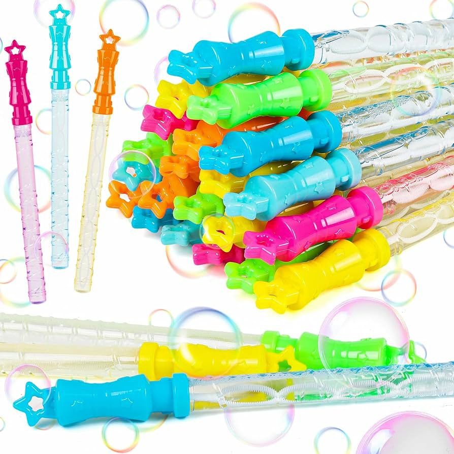 DERAYEE 24PCS Big Bubble Wands for Kids, 14.8Inch Bulk Star Bubble Party Favors Summer Toys Gifts... | Amazon (US)