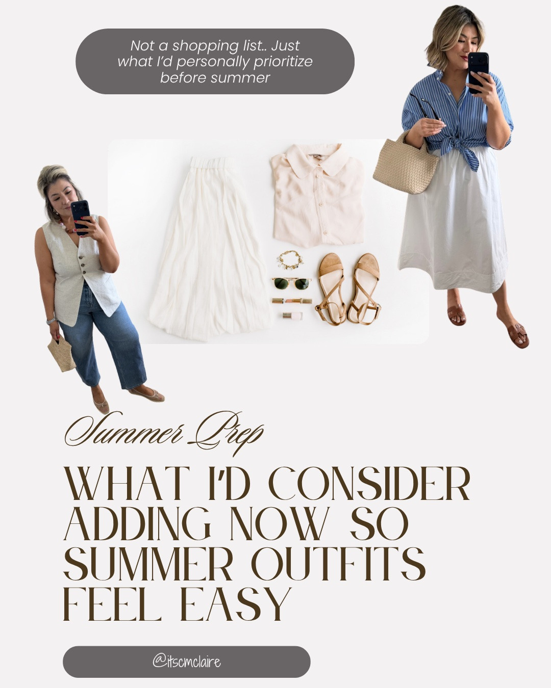 Everything shown on sale this weekend. Almost everything I own, love and personally enjoy wearing all summer long! 

White poplin skirt - I wear a medium, runs big. 
White linen skirt - I wear a large.
White linen button up - I sized up to a 14.
Linen shorts - I sized up to an XL
White linen vest - I wear a size 14
All shoes run TTS

#LTKootd #LTKMidsize #LTKSaleAlert