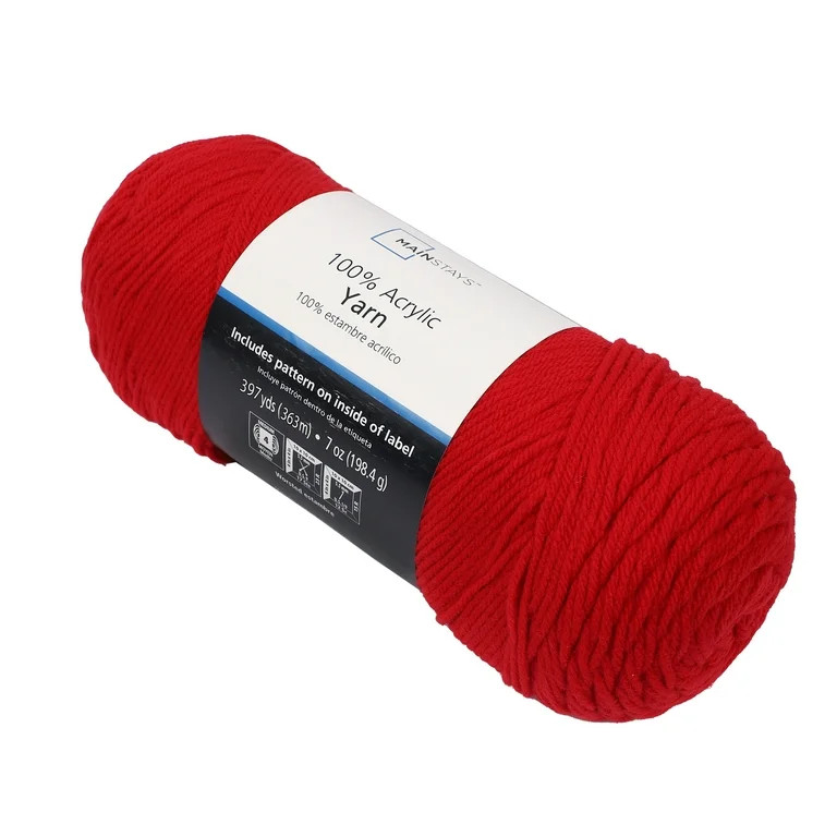 Mainstays Medium Acrylic Red Yarn, 7 Oz 397 Yards | Walmart (US)