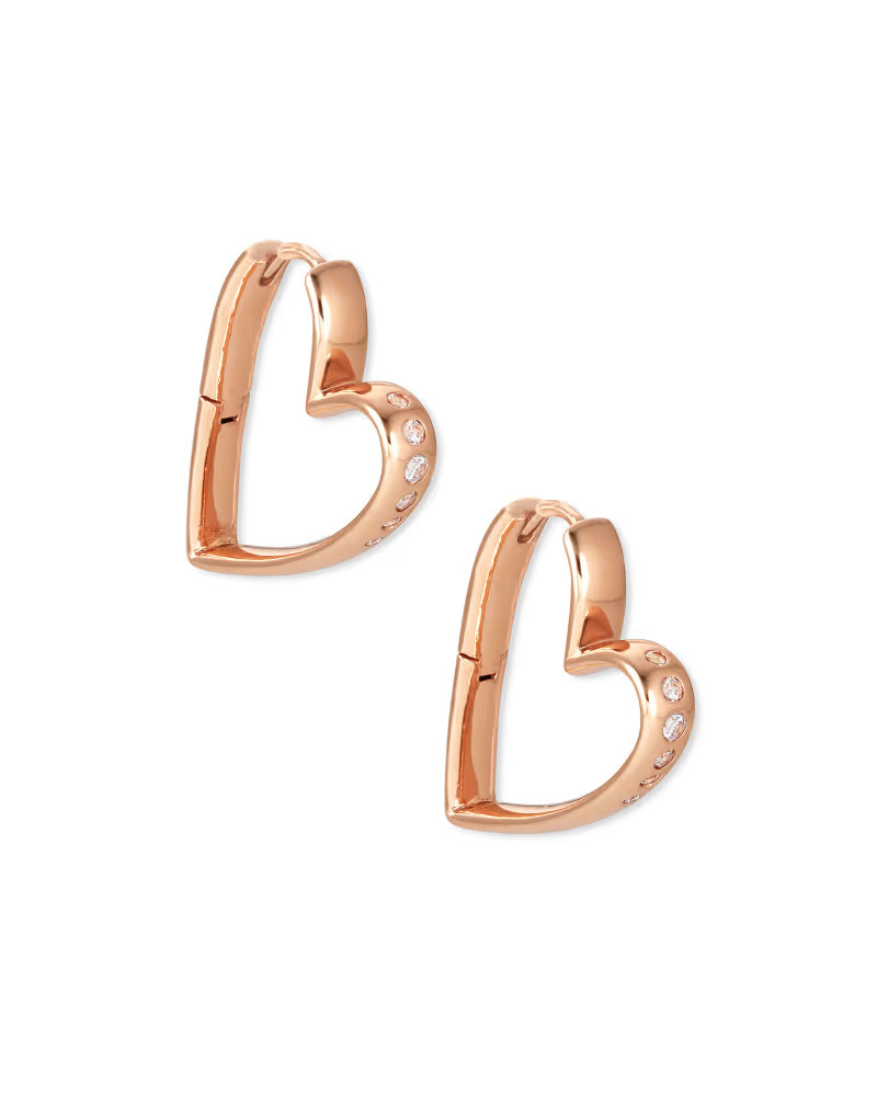 Ansley Heart Small Hoop Earrings in Rose Gold | Kendra Scott