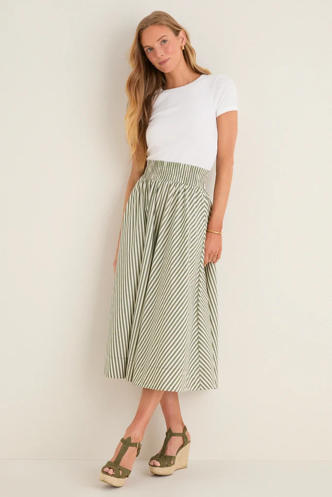 Jardin Stripe Cotton Poplin Niki Circle Skirt | Tuckernuck (US)