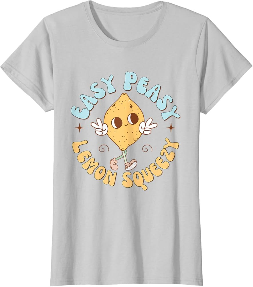 Retro Easy Peasy Lemon Squeezy Hello Summer Vacation Women T-Shirt | Amazon (US)
