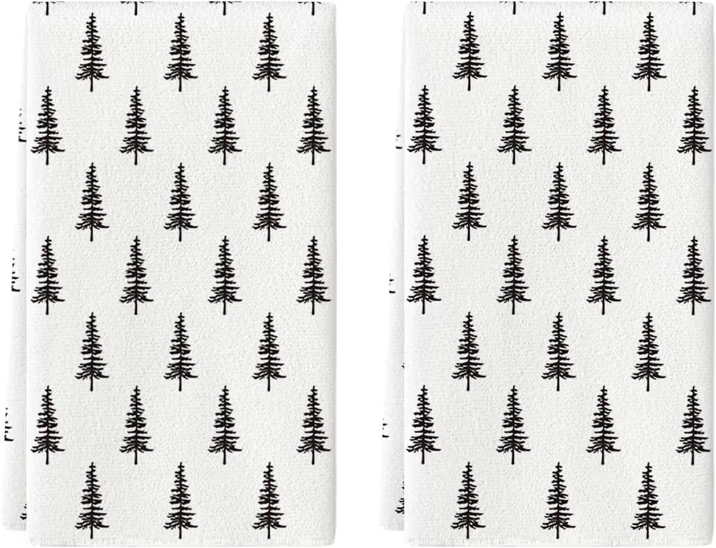 Artoid Mode Beige Xmas Tree Christmas Kitchen Towels Dish Towels, 18x26 Inch Holiday Winter Decor... | Amazon (US)