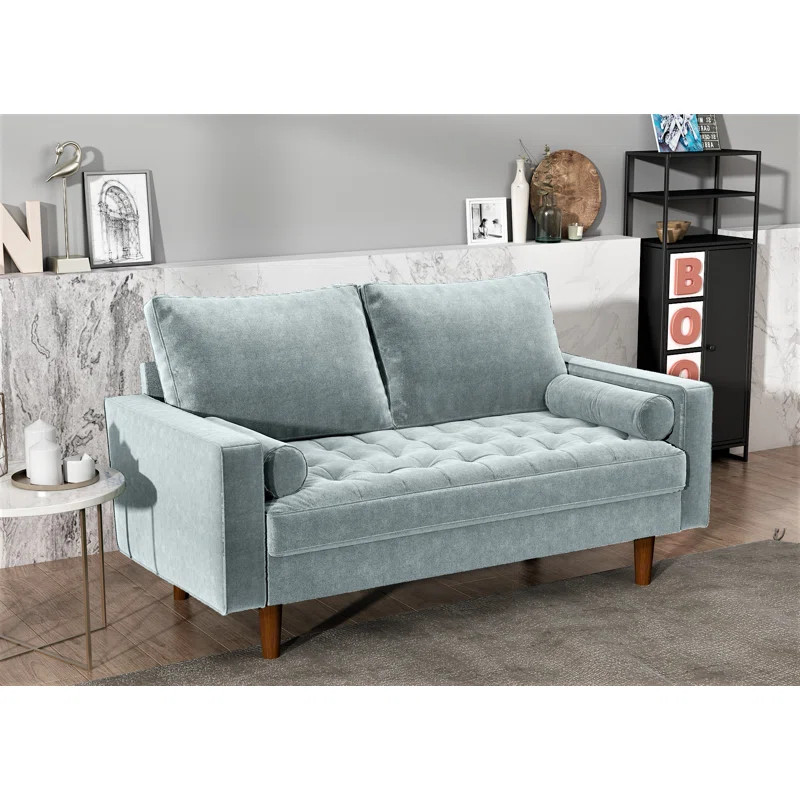 Carly 57.87'' Velvet Square Arm Loveseat | Wayfair North America