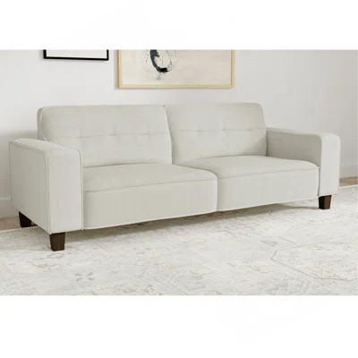 Evoke Greige Upholstered Tufted Sofa | Wayfair North America