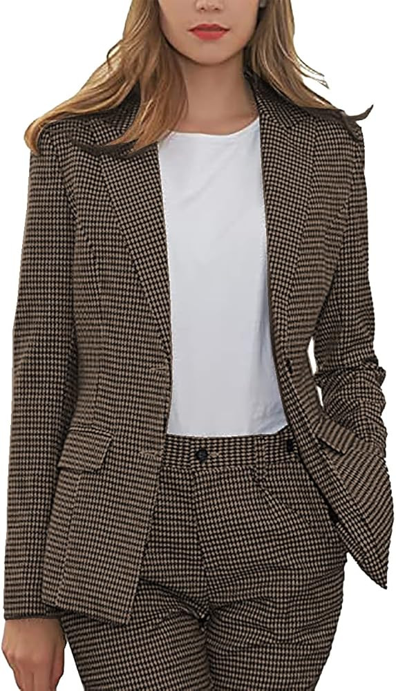 Women suit Casual Stripe 2 Piece Long Sleeve Suit for Work (Blazer+Pants) | Amazon (US)