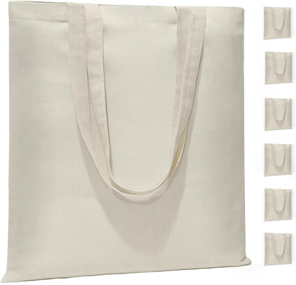 6 I 12 I 24 Pack Canvas Tote Bags,Reusable Blank Canvas for Shopping Bags,Grocery Bags,DIY Gift B... | Amazon (US)