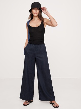 Wide-Leg Linen Pull-On Pant | Banana Republic (US)