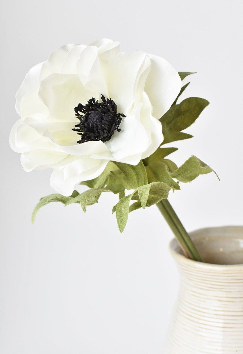 17" Faux Anemone White | Etsy (US)