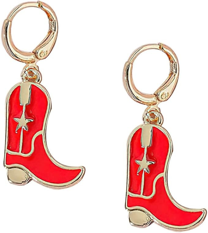 MOEPAPA Enamel Western Cowgirl Boot Earrings Cowgboy Dangle Drop earrings | Amazon (US)