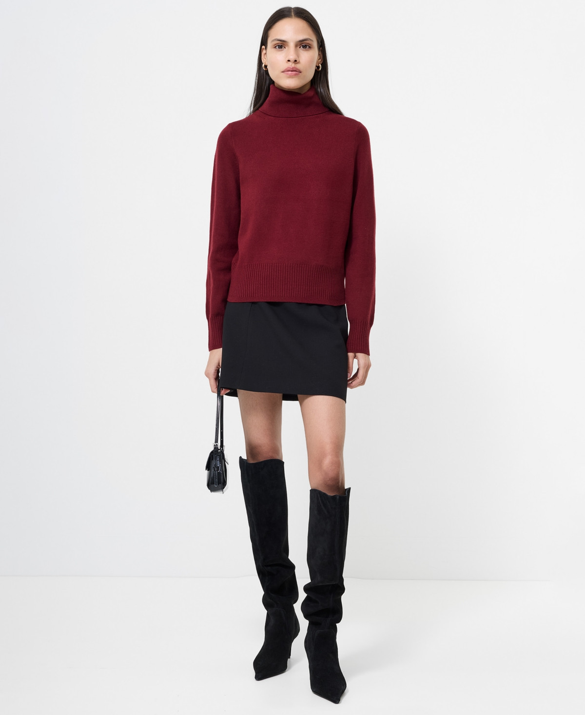 French Connection Women's Long Sleeve Sweater Top - Cabernet | Macy's