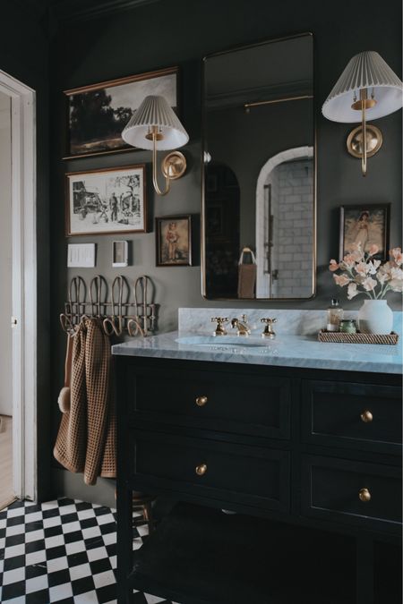 Vintage inspired bathroom with modern amenities. So warm and moody that you’ll never want to leave. 

#LTKhome