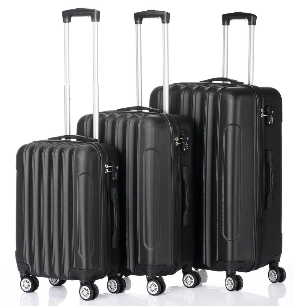 Zimtown 3 Piece Nested Spinner Suitcase Luggage Set With TSA Lock Black - Walmart.com | Walmart (US)