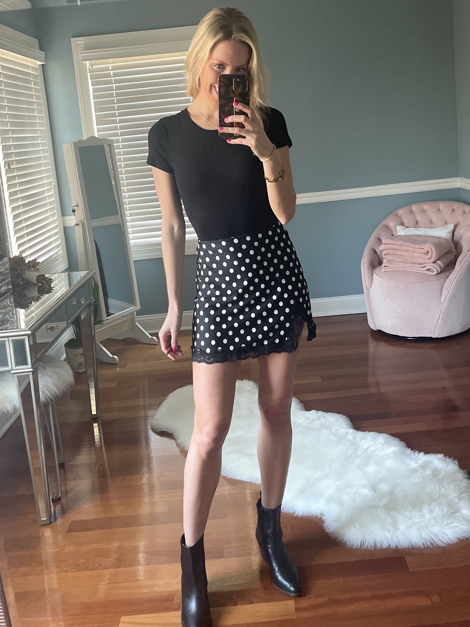 Made it out of my teacher, workout, mom clothes🙌🏻🖤 love this polka dot trend happening right now👏🏻🎉🥳 Wearing Size Small in both!
Polka dot skirt
Polka dot outfit
Amazon finds
Amazon skirt
Amazon spring
Bodysuit
Spring style 

#LTKTall #LTKootd #LTKSeasonal
