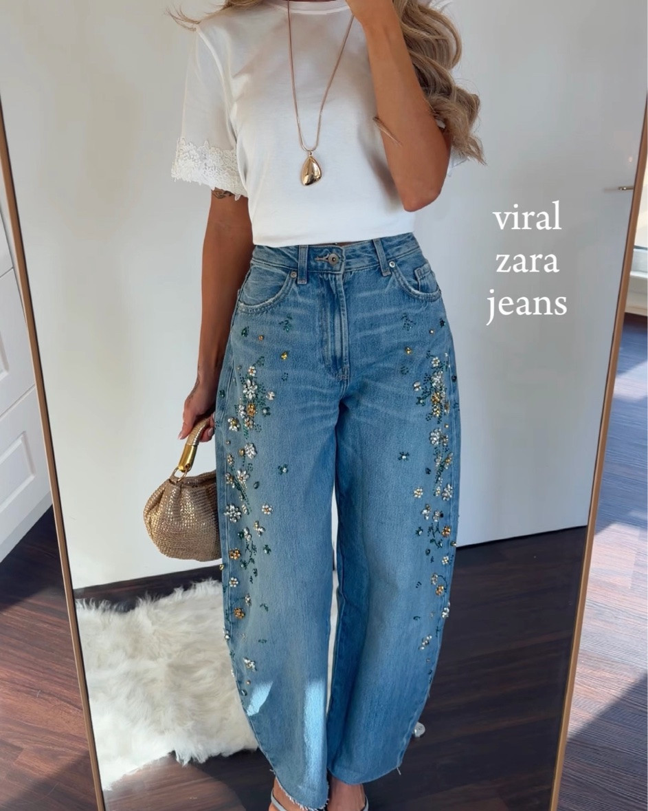 this jeans wow!!😮‍💨 it is so pretty, fits amazing & you can style it up with heels or more of a casual vibe with sneaker/ sandals/ flipflops 🌼✨ it’s such a cute summer jeans!! 
I got the jeans in size EU34 and I’m 1,70m tall for reference 🤍 the jeans definitely comes bigger so size down! 
#zara #zarajeans

#LTKjeans #LTKsummer #LTKstyletip