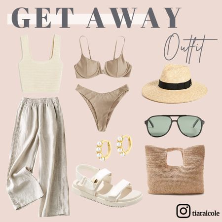 Get ready to hit the road in style with this chic getaway outfit #getawayoutfit #croptop #trouserpants #strawhat #strawbags #swimwear #swimsuit #vacationoutfit #summersandals #summeroutfits summerwear #resortwear #beachoutfit

#LTKFind #LTKswim #LTKtravel