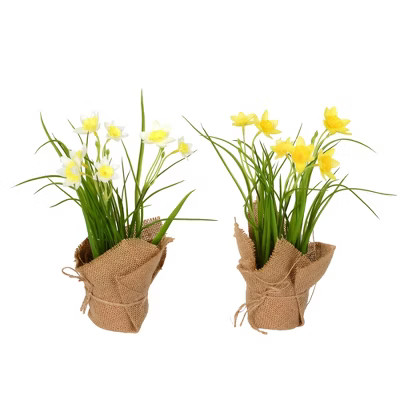 Vickerman 10" Artificial Yellow Daffodil in Burlap Pot. | Target