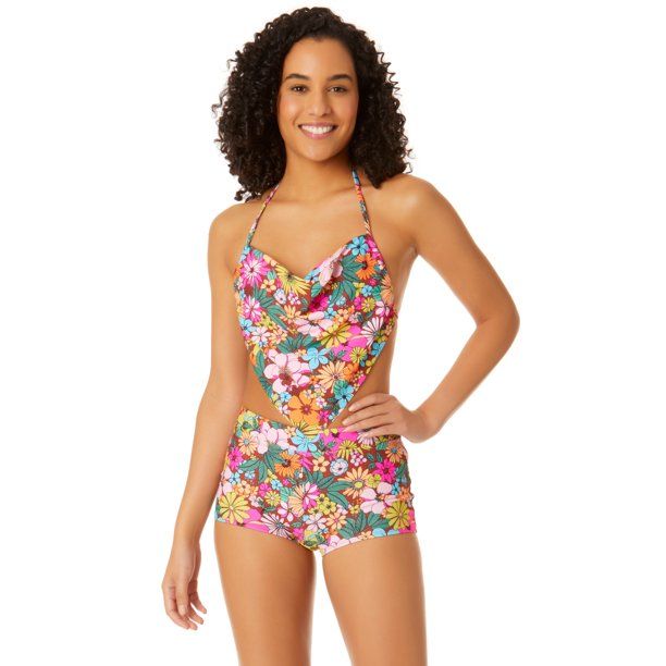 No Boundaries Juniors Retro Hanky Halter Swim Top | Walmart (US)