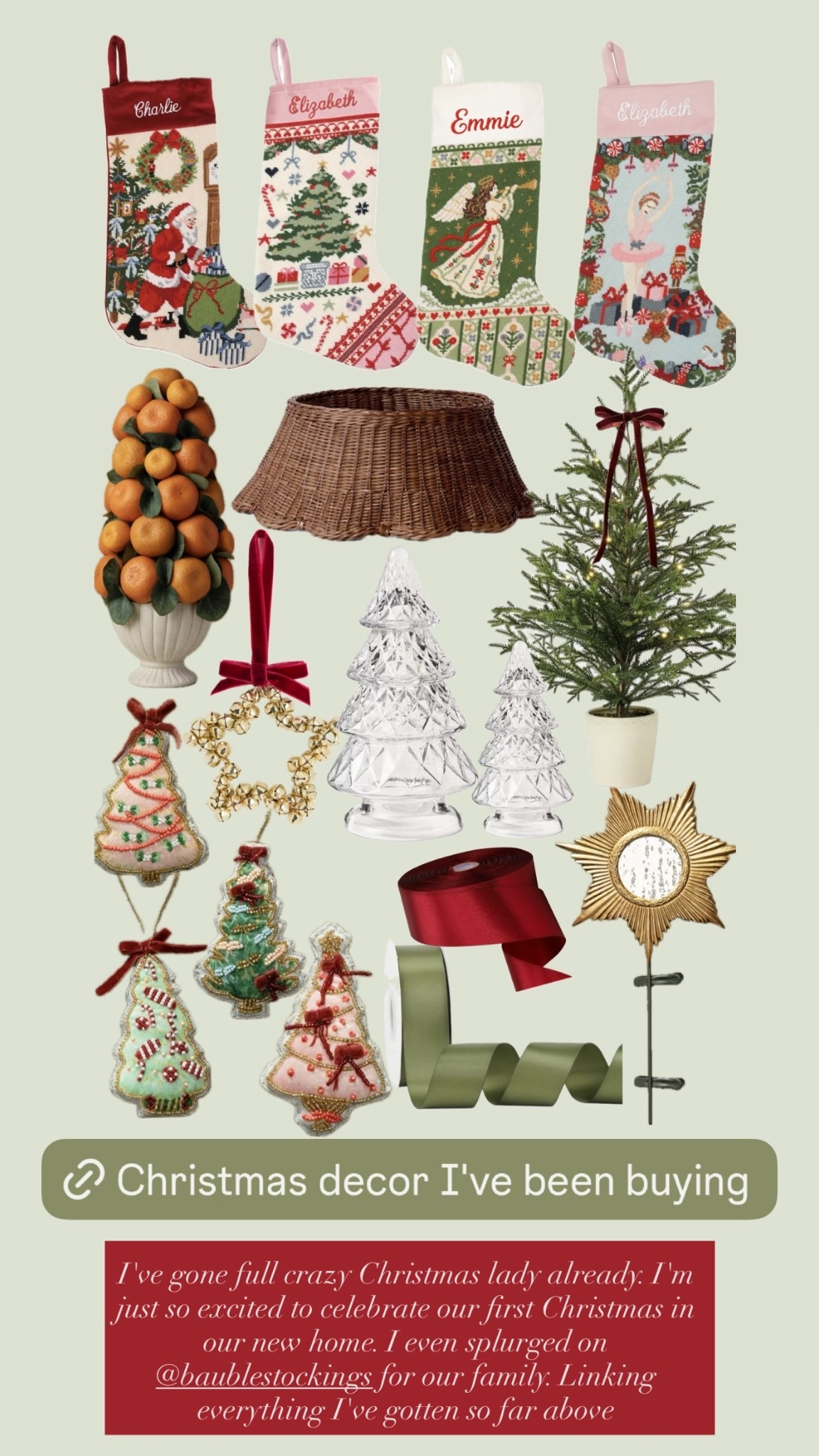 I've gone full crazy Christmas lady already. I'm just so excited to celebrate our first Christmas in our new home. I even splurged on @baublestockings for our family. Linking everything I've gotten so far above