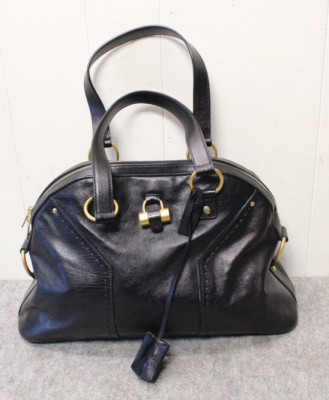 Yves Saint Laurent Shoulder Satchel Muse Black Leather Handbag Authentic  | eBay | eBay US