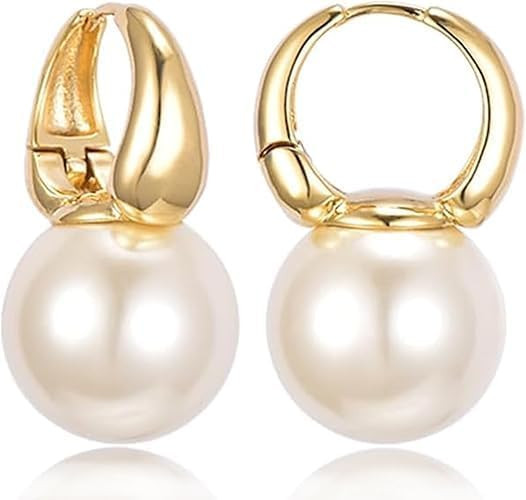 HUGE TOMATO Pearl Drop Earrings, 14mm Elegant Big Pearl Earrings for Women, 925 Sterling Silver 1... | Amazon (CA)