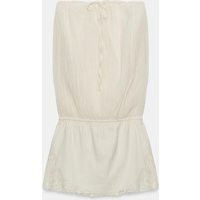 Zara - Embroidered Contrast Bandeau Dress - Oyster-White - L - Woman | Zara UK
