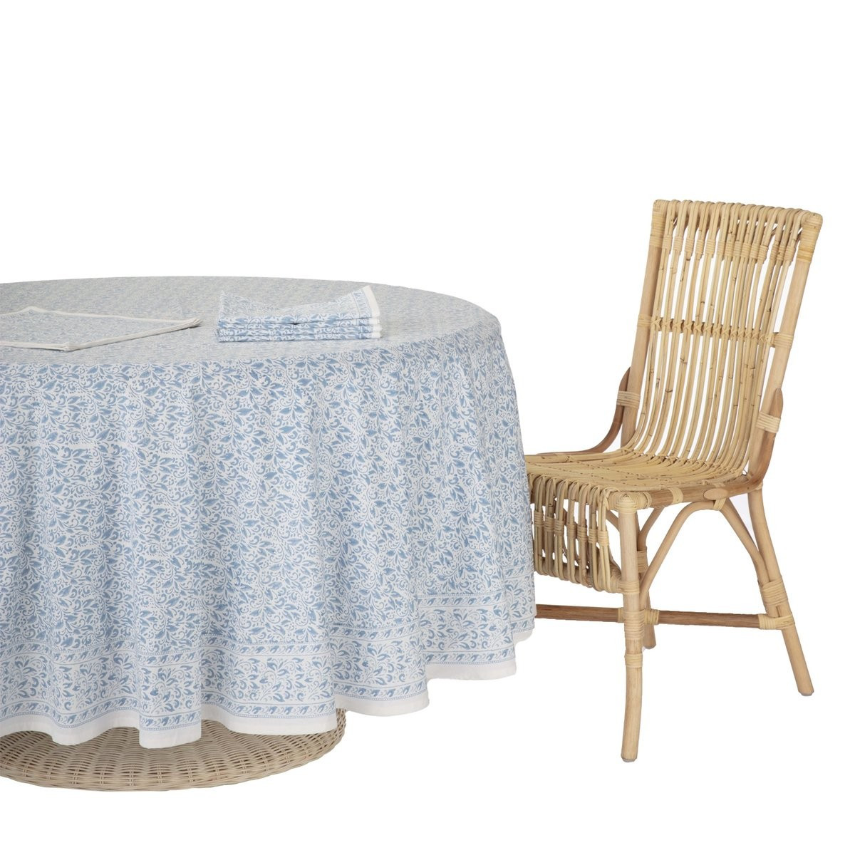 Nira Tablecloth Round Blue | Amanda Lindroth