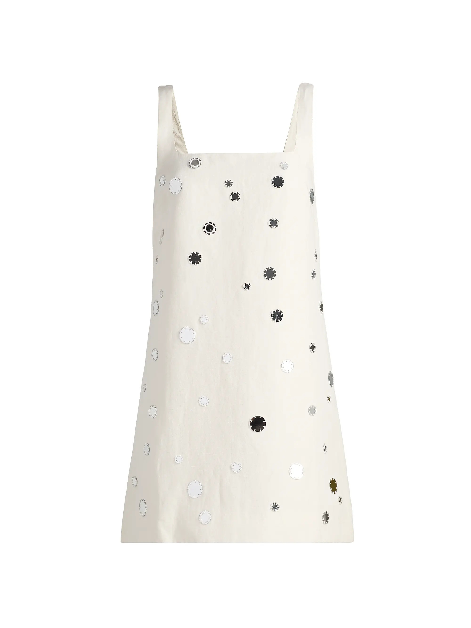 Tanya Taylor Barton Mirror Embellished Linen-Blend Minidress | Saks Fifth Avenue | Saks Fifth Avenue