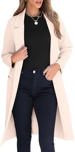 ANRABESS Womens Cardigan Sweater 2025 Fall Outfits Knitted Lapel Long Coats Coatigans | Amazon (US)