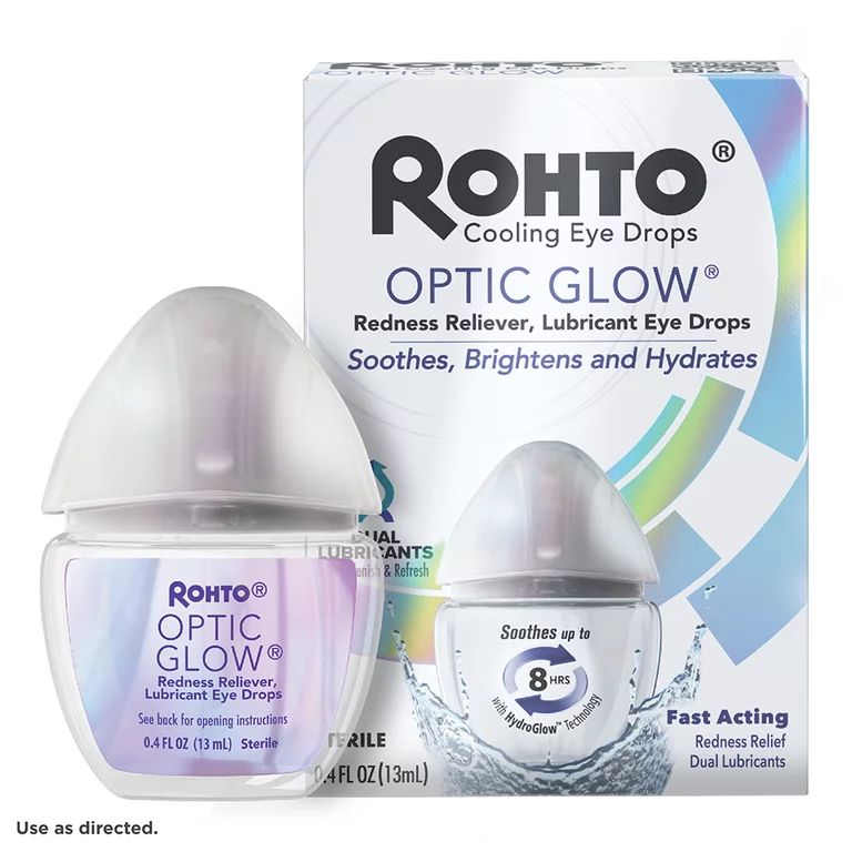 Rohto® Optic Glow® Cooling Eye Drops Redness Reliever/Lubricant, 0.4 fl oz | Walmart (US)