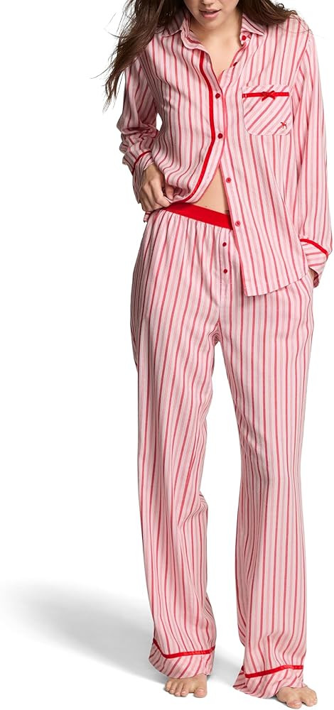 Victoria's Secret Women's PINK Flannel Pajama Set, Long Sleeve Button Down Shirt & Pants, Sleepwe... | Amazon (US)