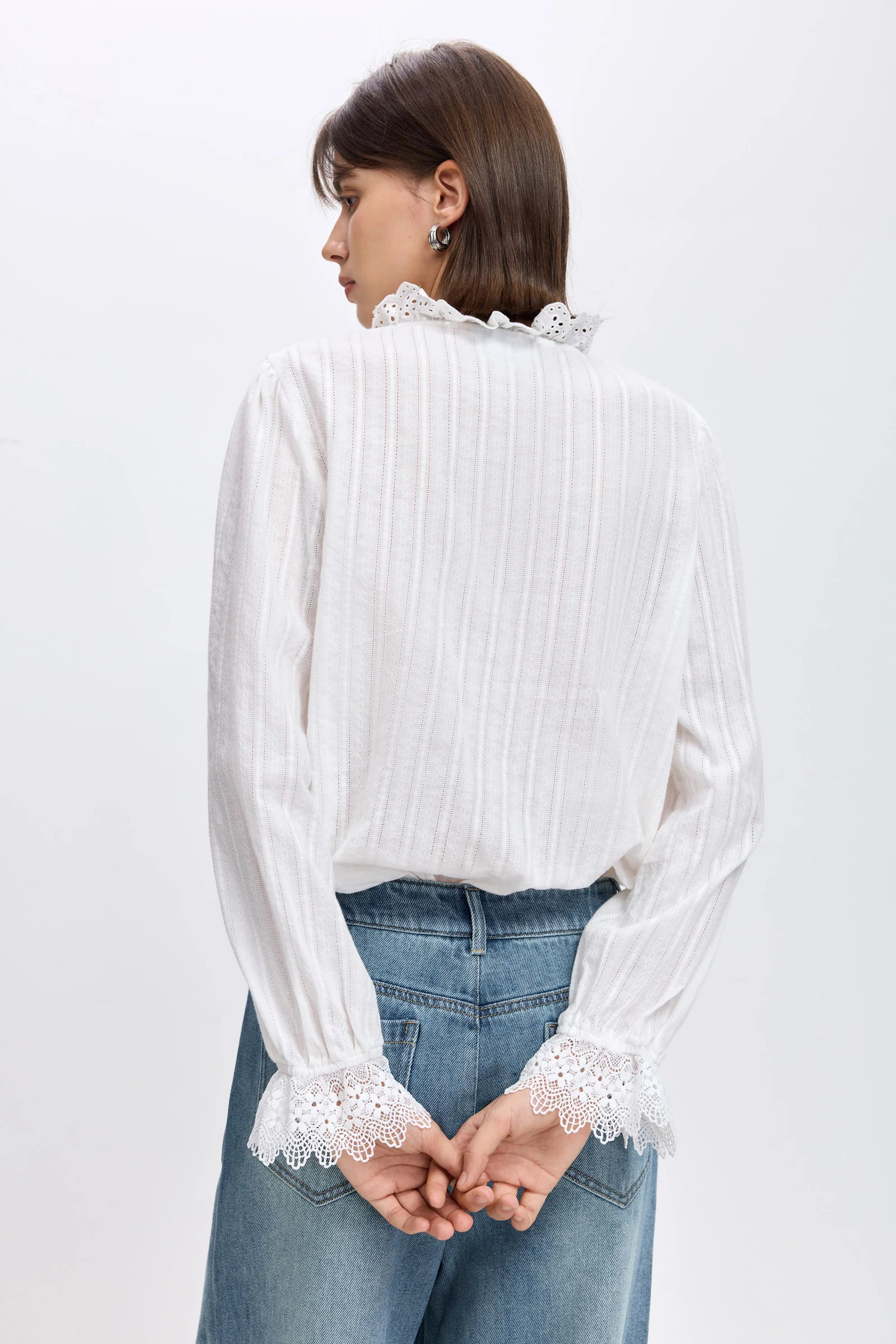 LILY Cotton Lace Mock-Neck Blouse | LILY Studio