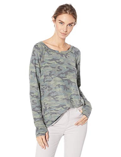Michael Stars Women's Madison Brushed Camo Long Sleeve Notch Neck Hi-Low | Amazon (US)