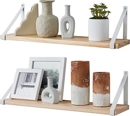 Labcosi 24 Inch Floating Shelves for Bathroom, Bedroom, Living Room, Kitchen, 2-Pack Solid Wood W... | Amazon (US)