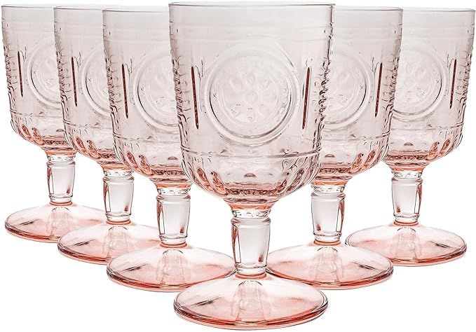 Bormioli Rocco Romantic Set Of 6 Stemware Glasses, 10.75 Oz. Colored Crystal Glass, Cotton Candy ... | Amazon (US)