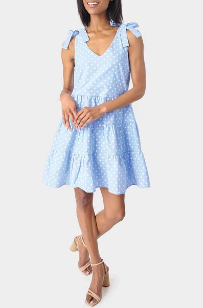 V-Neck Tiered Dress with Shoulder Ties | Gibson