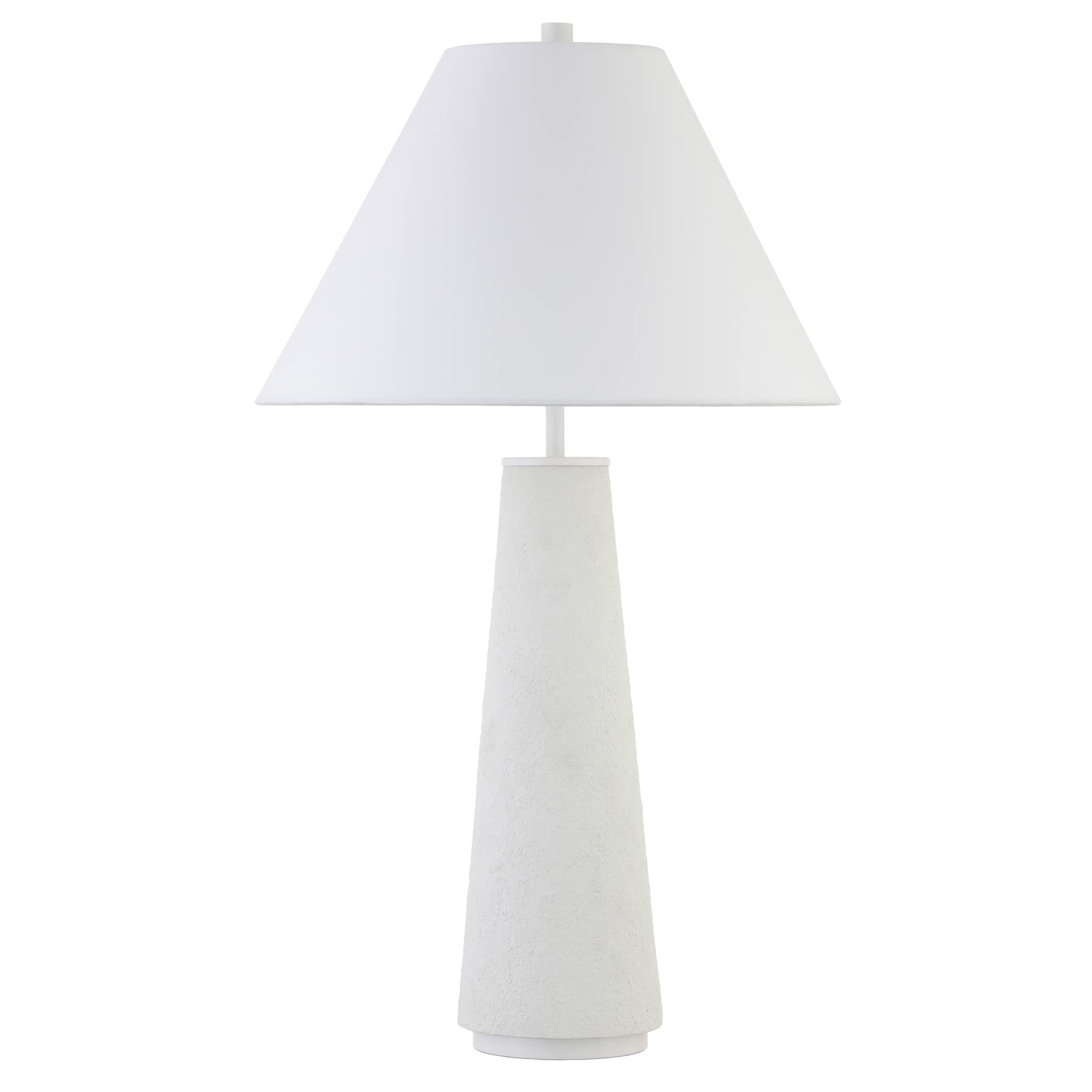 Henn&Hart 28" Tall Monochrome Table Lamp with Fabric Shade in Flat White, for Home, Living Room, ... | Amazon (US)