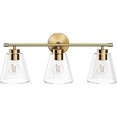 Hamilyeah Bathroom Vanity Light Fixtures Over Mirror, Gold Bathroom Lighting Fixtures with Glass ... | Amazon (US)