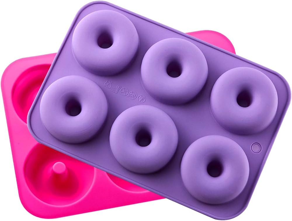 KLEMOO 2-Pack Donut Baking Pan, Silicone, Non-Stick Mold, Bake Full Size Perfect Shaped Doughnuts... | Amazon (US)