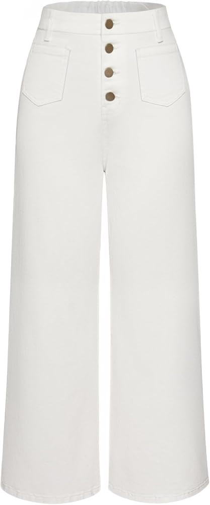 Belle Poque Women's Wide Leg Jeans High Waisted Stretchy Straight Leg Button Fly Denim Pants Trou... | Amazon (US)