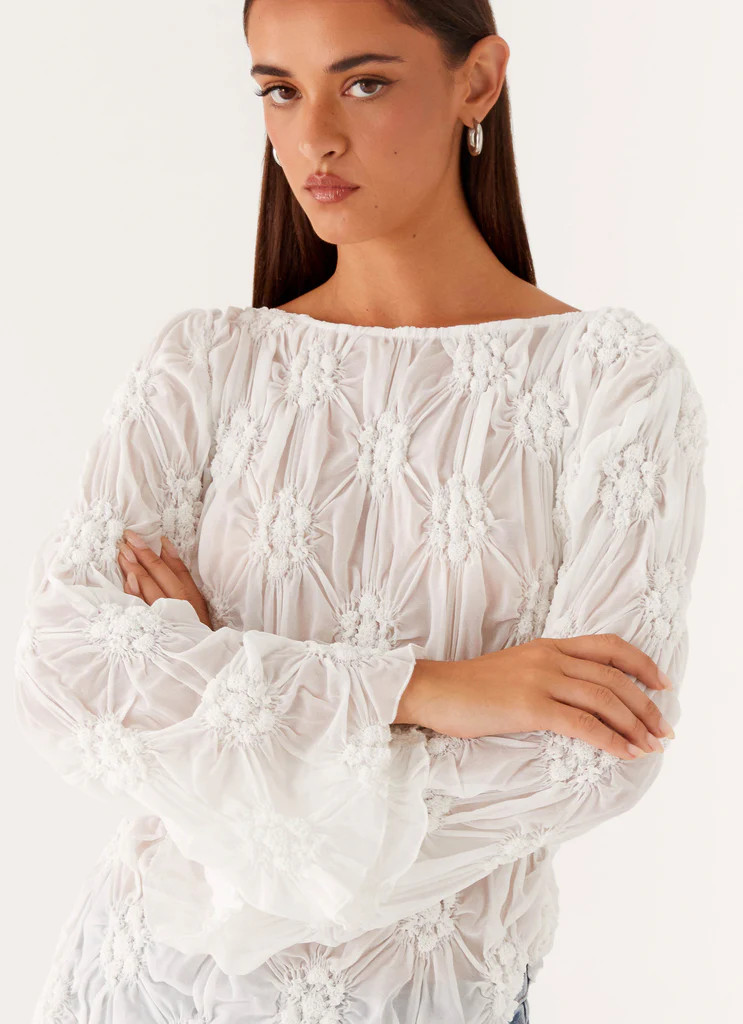 Mia Long Sleeve Top - Ivory | Peppermayo (Global)