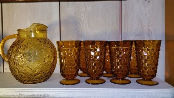 Amber Goblets Whitehall , Indiana Vintage Glassware, Indiana Whitehall, Barware,Tumblers, Home Bar,  | Etsy (US)